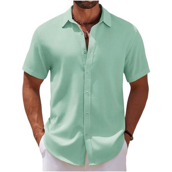 Coofandy NWT Mint Green Short Sleeve Dress Shirt - Picture 1 of 7